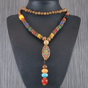 Long Mala Bead Necklace Boho Spiritual Jewelry